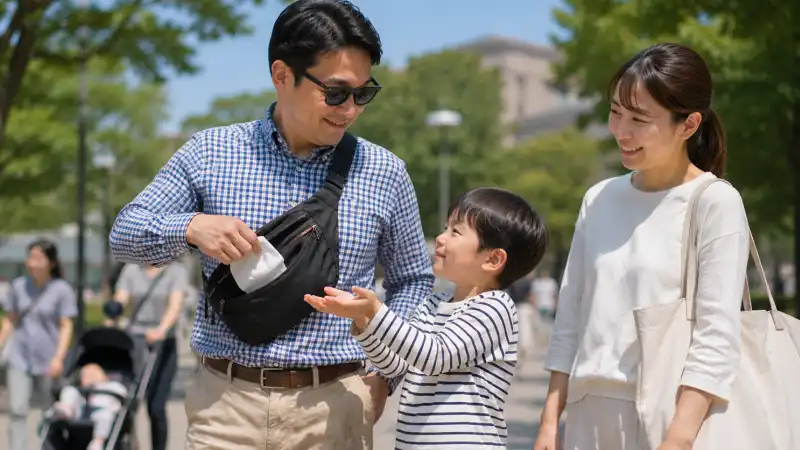 ボディバッグおじさんは最強のデキるパパだった！？ママたちからの絶賛